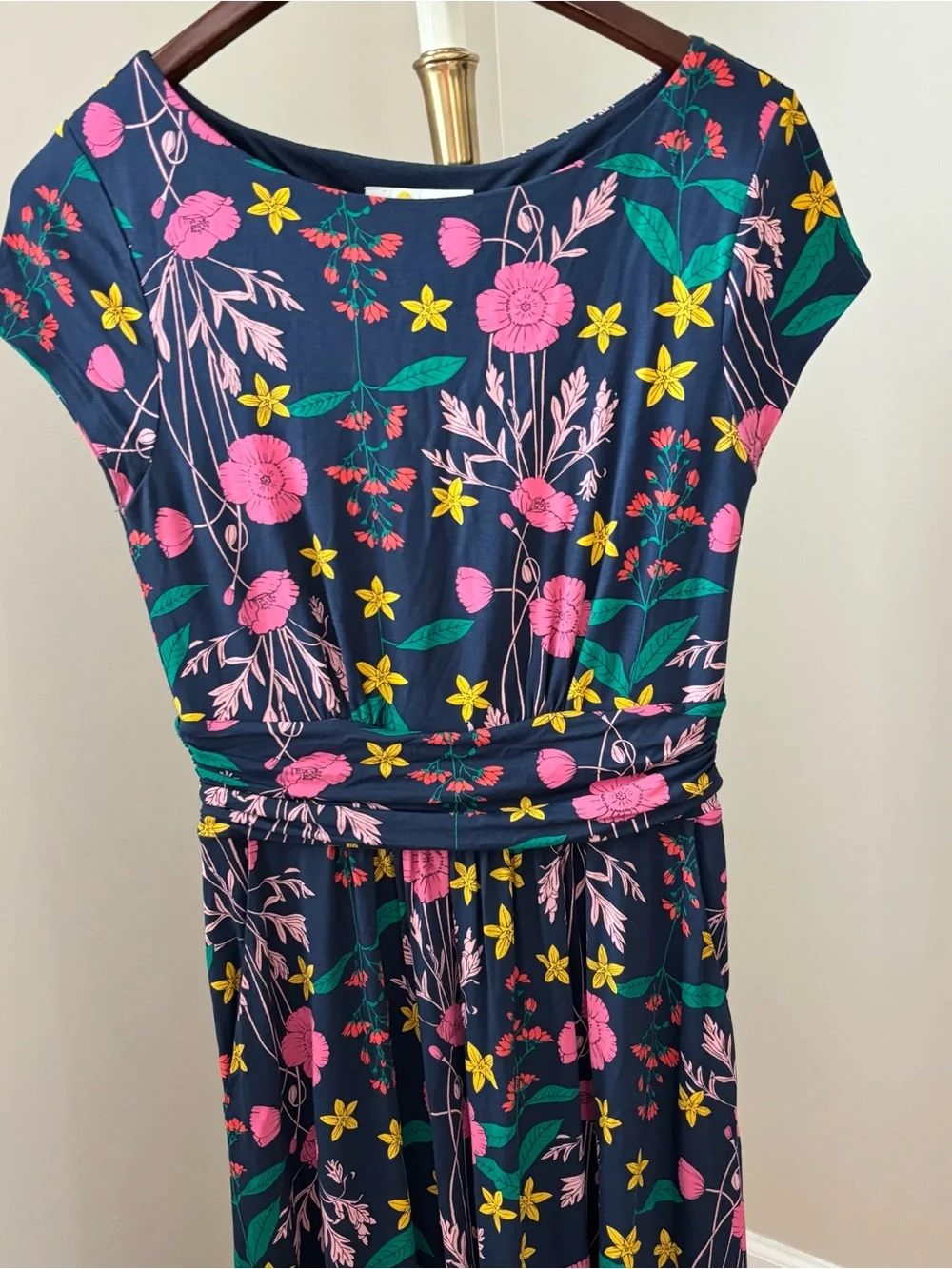 Boden Clarissa Forest Garden Charm Green Blue Sleeveless Midi Dress Size 6 - Picture 2 of 10